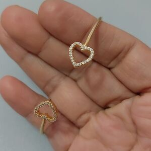 JCM China CZ Cubic Zirconia Hearts Open Cuff Thin Bracelet